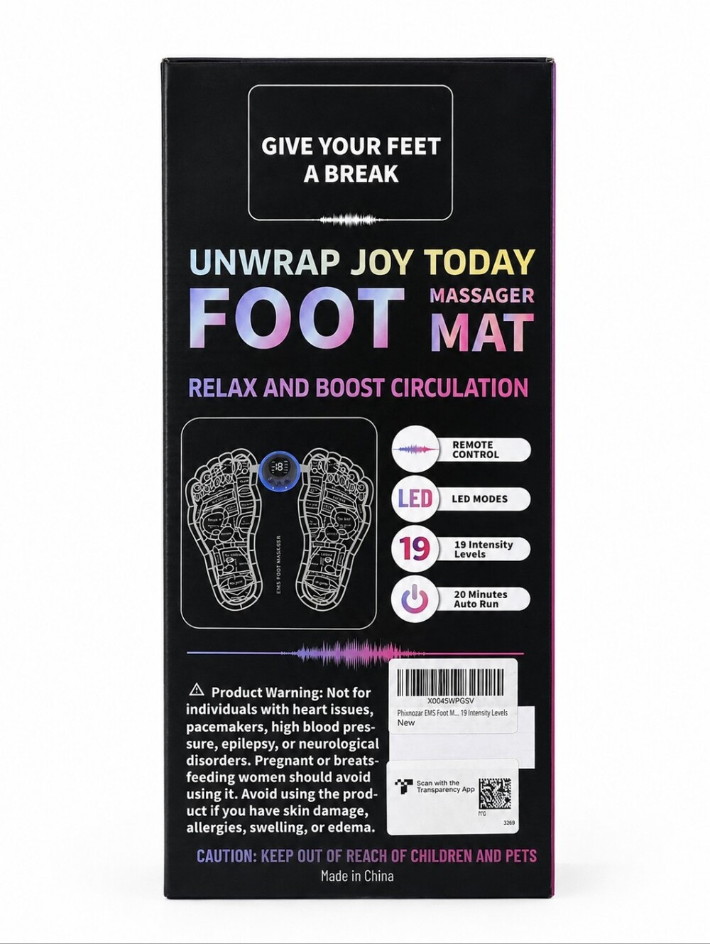 Phixnozar EMS Foot Massager Mat w/ Remote + Electrode Pads – New - Picture 6 of 6